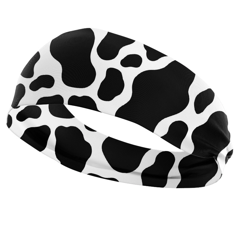 Sports Headband High Stretch Cow Print Headpiece Wide Brimmed Hairband