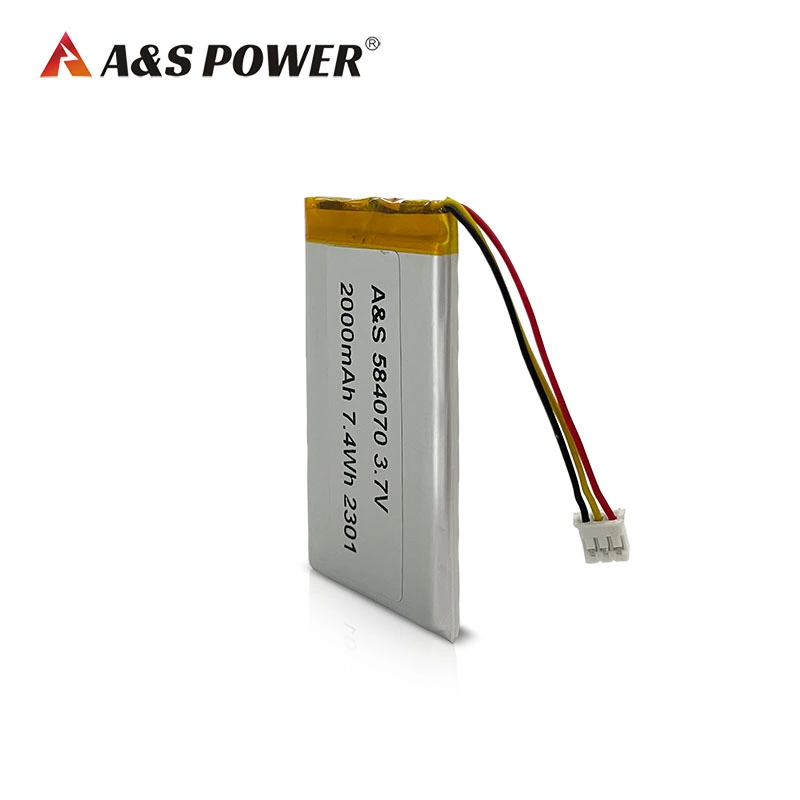 China Manufacturer Wholesale/Supplier Price UL2054/IEC62133/CB/Kc/PSE/CE/Un38.3 Li-Polymer 2000mAh Lipo Battery 584070 3.7V Battery Pack with PCB 3pin Ntc Connector