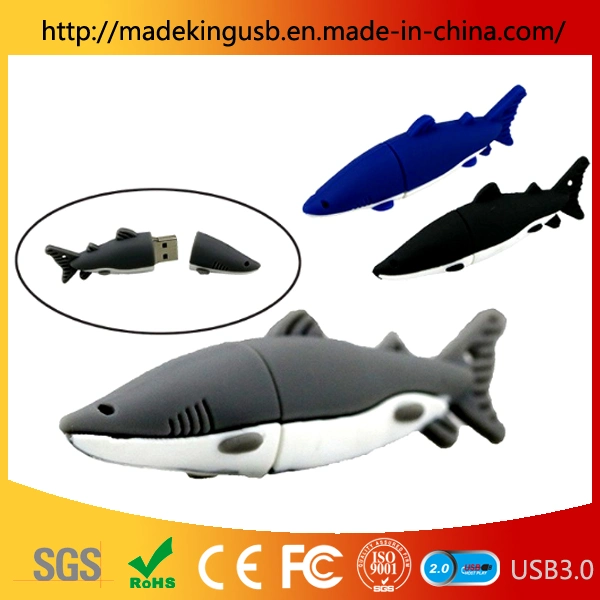 Los tiburones de PVC/ unidad Flash USB Pen Drive de personalización de animales marinos