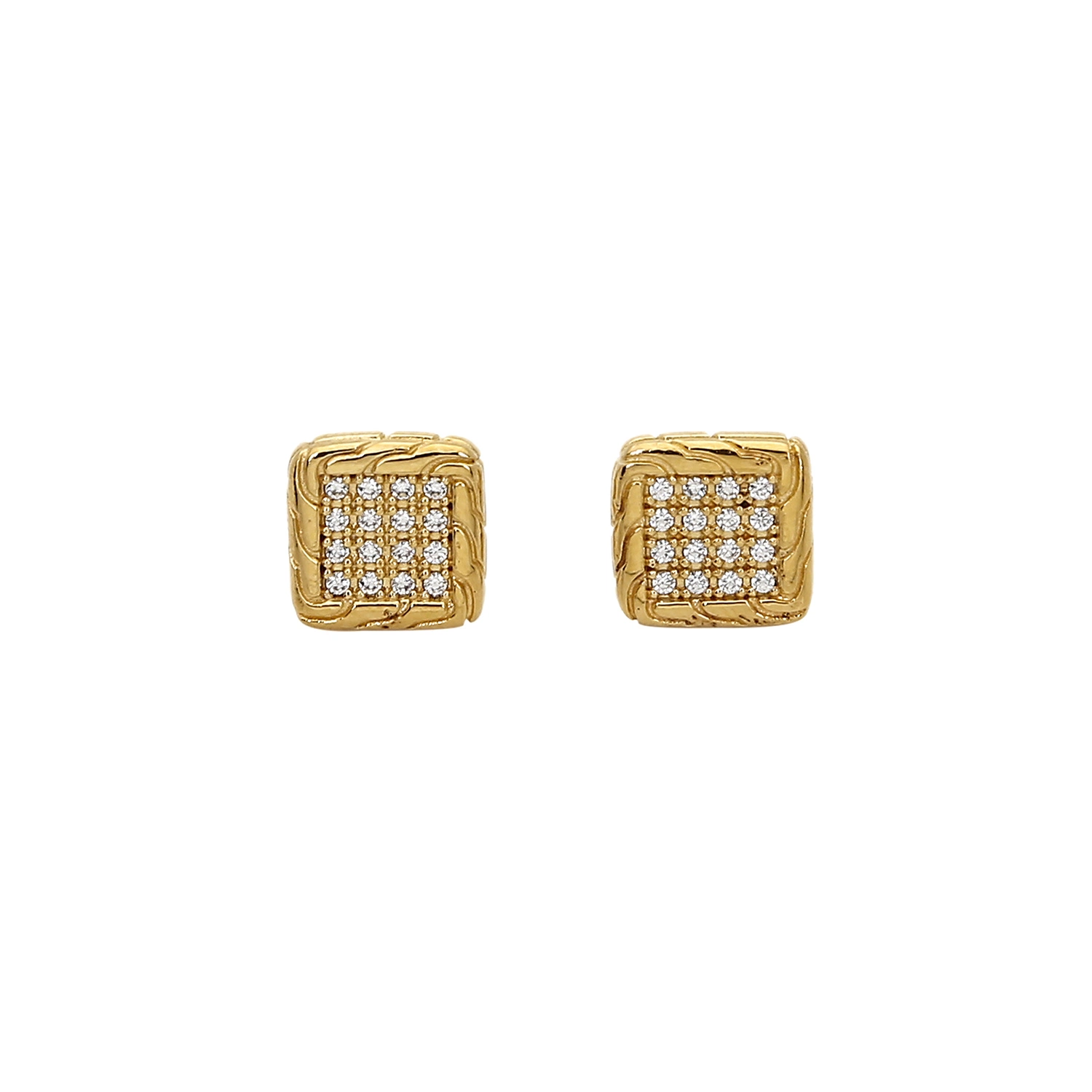 Plaqué or blanc 18K Princess couper le goujon de zircone cubique claire CZ Stone Earring