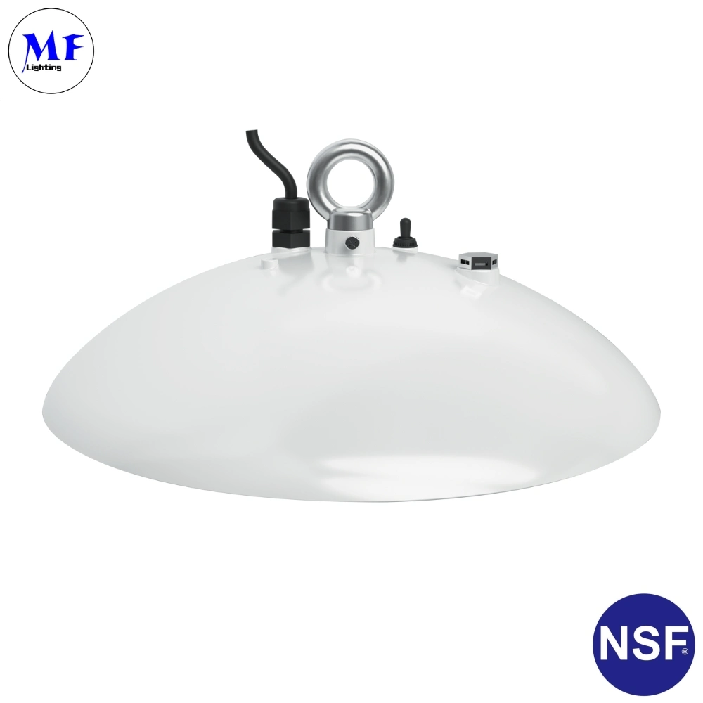 NSF CE 60W 100W 150W 200W Einfache Reinigung UFO Highbay IP66 LED-Hochregalleuchte mit Bewegungssensor, hoher CRI Für die Lebensmittelindustrie und Lagerhallen