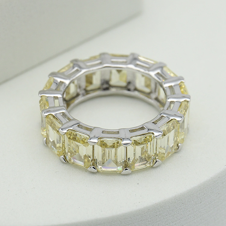 Fashion Jewelry 925 Sterling Silver Yellow Gold Diamond Jewellery Luxury Ring for Women