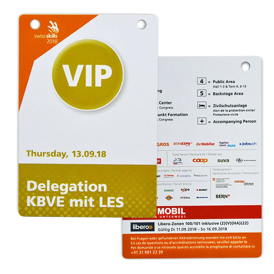Plastic Event ID Badge Card /Event Pass/Entrance Pass Card Manufacture