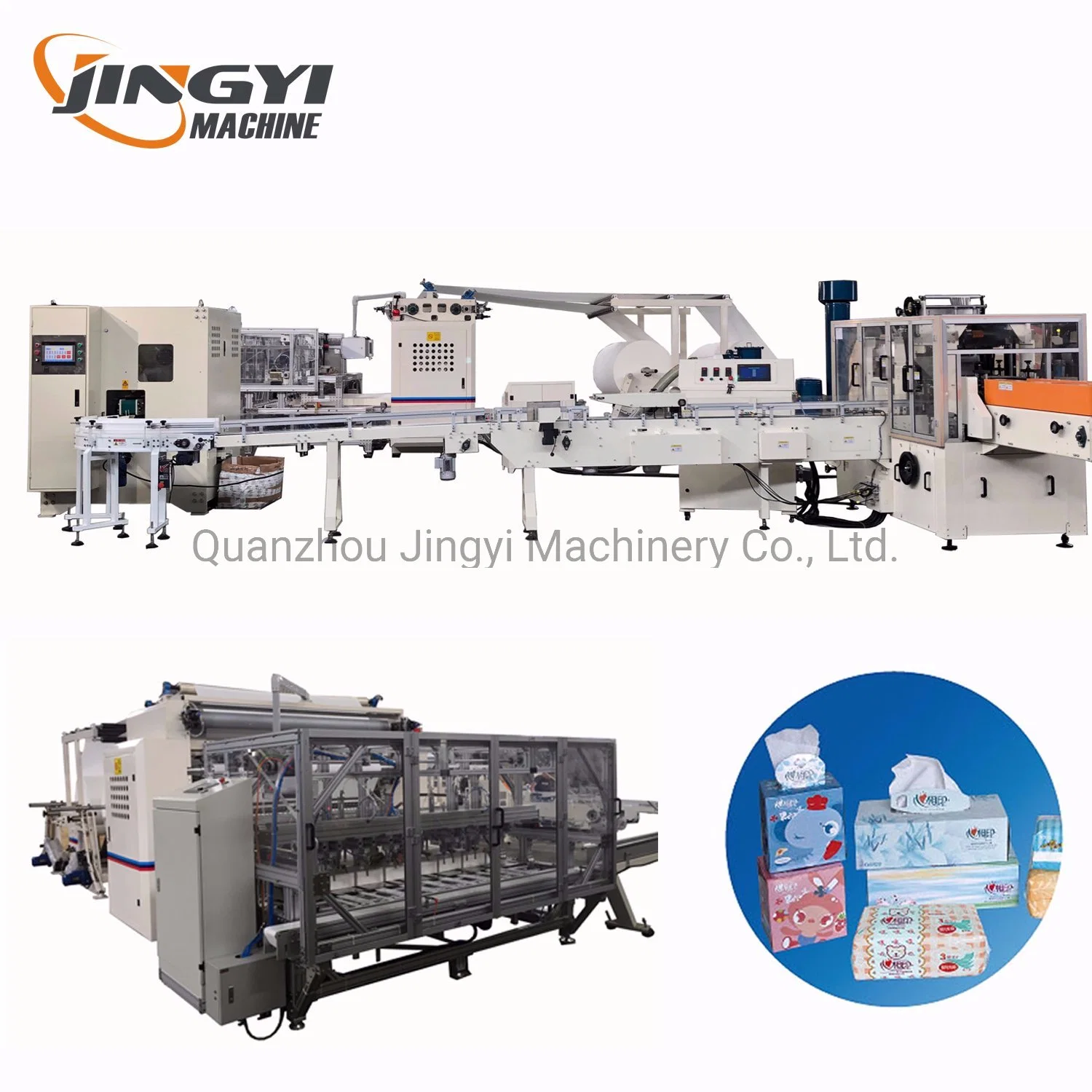 Ligne de production entièrement automatique de mouchoirs en papier avec machine de conversion et séparateur automatique
