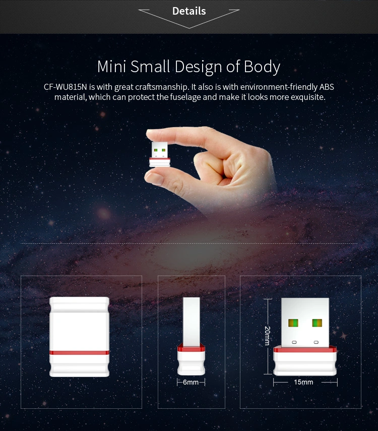 CF-Wu815n Driver Free USB WiFi Dongle Wireless Card LAN Adapter Rtl8188gu 150Mbps 2.4GHz WiFi Adapter
