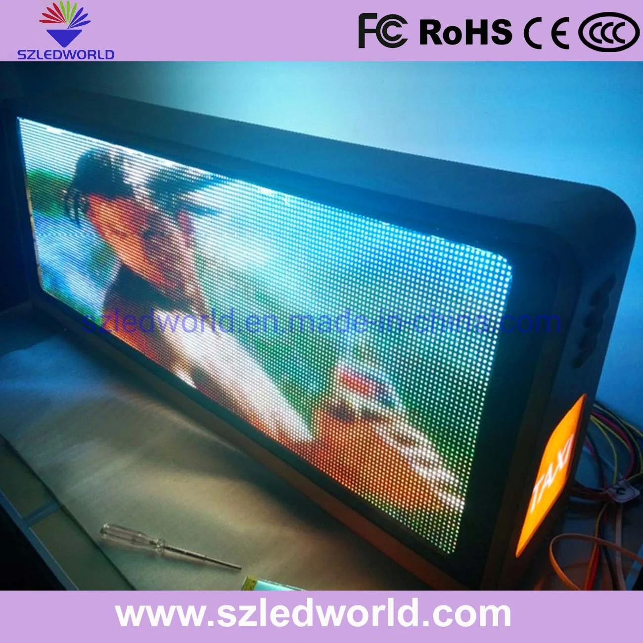 P3 P4 P5 Taxi Top Double Size LED Display Outdoor Video Advertising LED Taxi Roof Signs Car LED