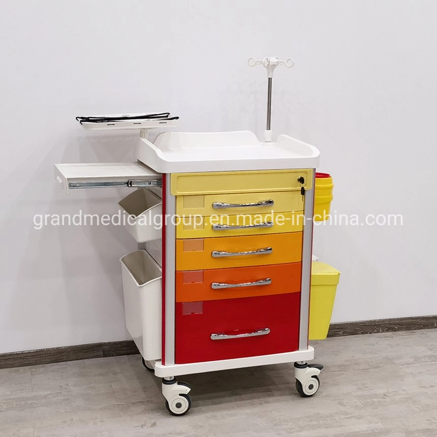 Grand Medical Wm-Et200 Hot Sale Hospital Crash Cart Emergency Trolleys Equipment