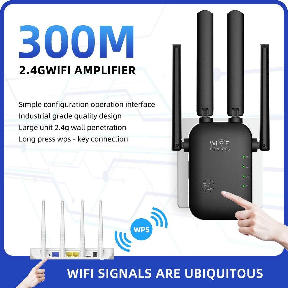 Repetidor inalámbrico Pix-Link Wr45 repetidor inalámbrico router WiFi 300m amplificador de señal 4 amplificador de señal de router de antena adecuado para el hogar