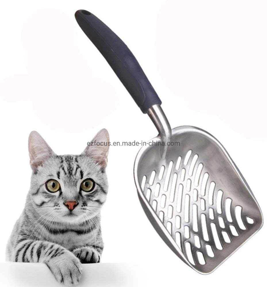 Solid Aluminum Alloy Cat Litter Scoop with Deep Shovel and Flexible Long Handle Wbb12357