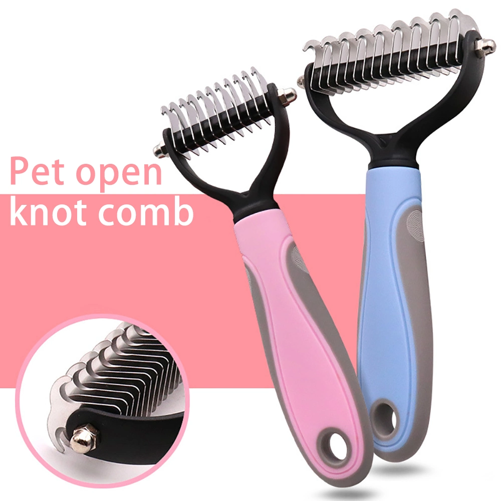 Venta caliente perro gato abra nudo Dematting peine rastrillo para Pet Pet Comb Cepillo Deshedding