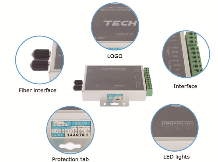 Active RS232/485/422 to Fiber Optic Transceiver Industrial Grade 232 Fiber Optic Transceiver