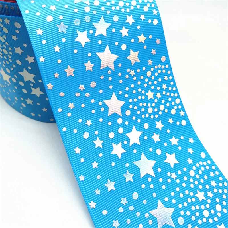 Custom Full Color Foil Gold Dots Grosgrain Ribbon