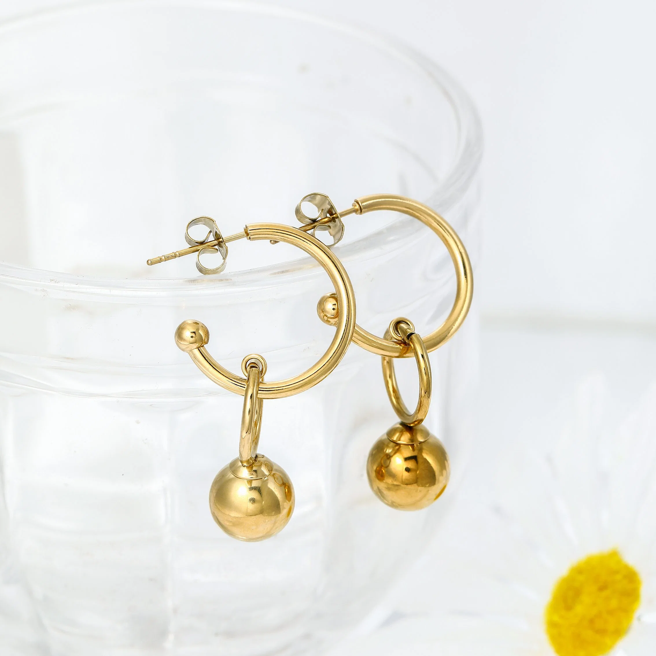 Wholesale/Supplier Metal Ball Earrings Gold Plated Hot Sale High quality/High cost performance Hoop Earrings