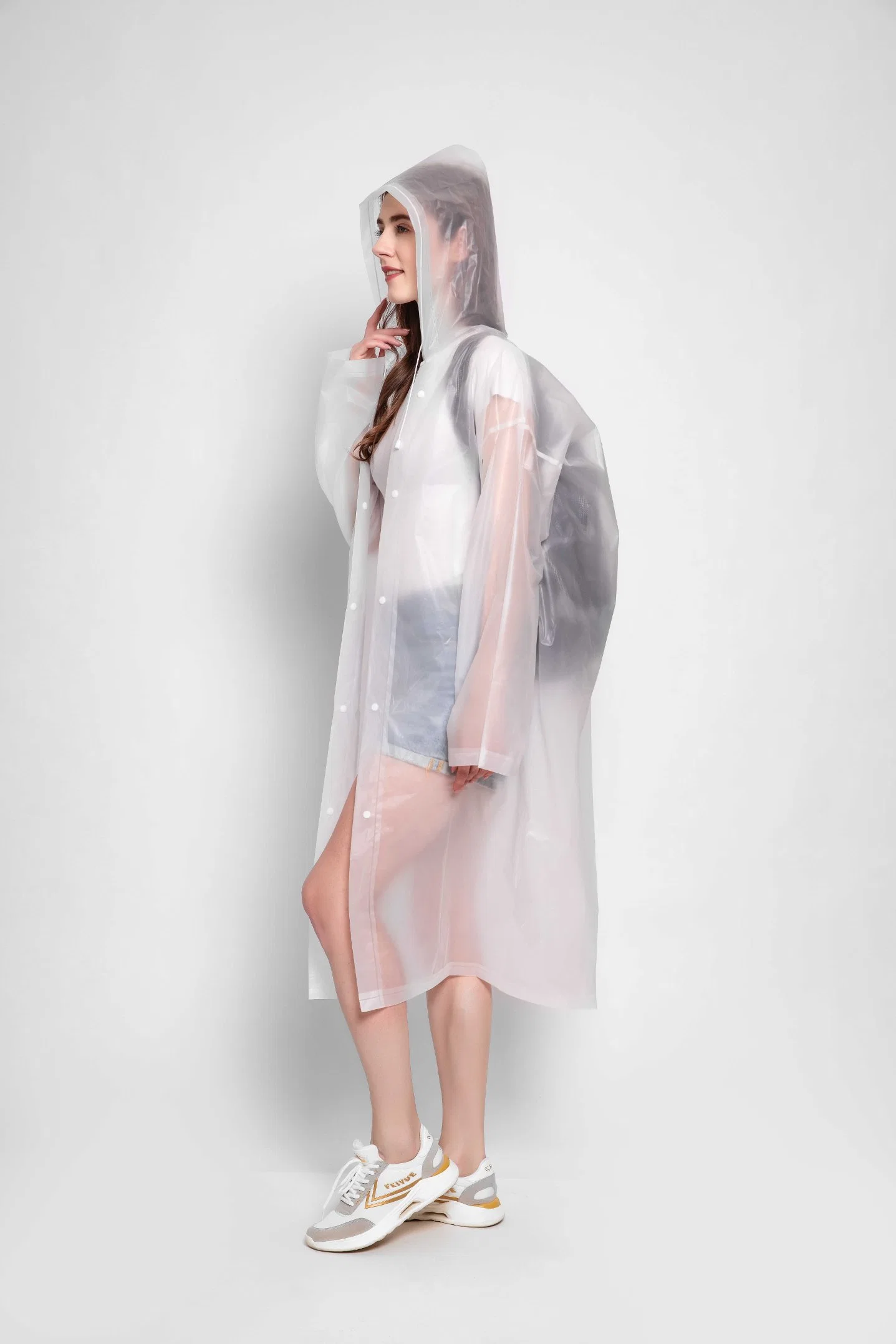 Hot Sale Reusable Hooded EVA Rain Poncho Raincoat