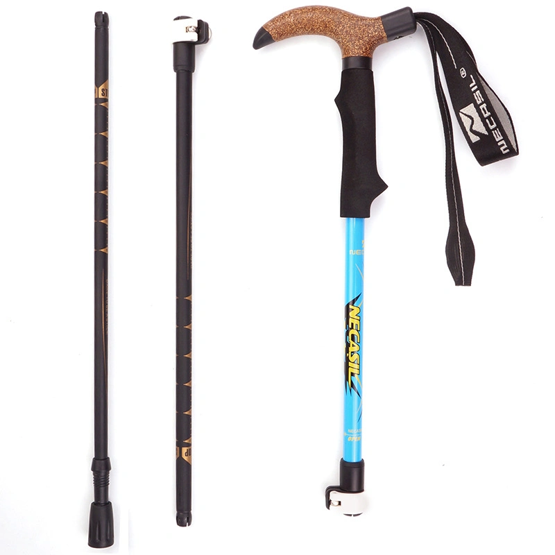 Trekking Pole Quick Locking Wholesale/Supplier Trekking Pole Walking Stick Crutches Wooden Handle Telescopic Trekking Pole