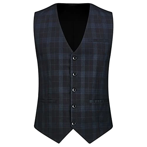 Mens Plaid 3 Piece Suits Slim Fit Double Breasted Plaid Formal Business Suit