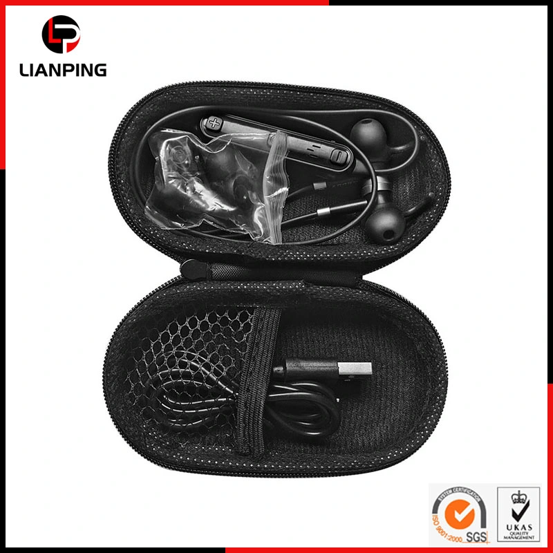 Customized Shockproof Zipper EVA Case for Earphone with Mesh Pocket