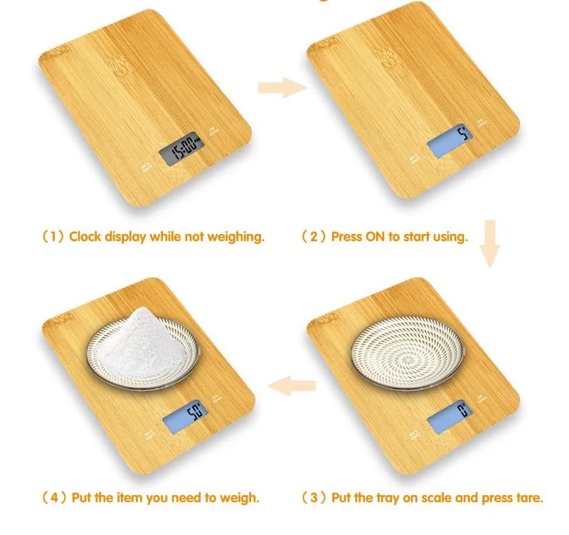 50X21mm Backlight 15kg Bamboo Kitchen Scale