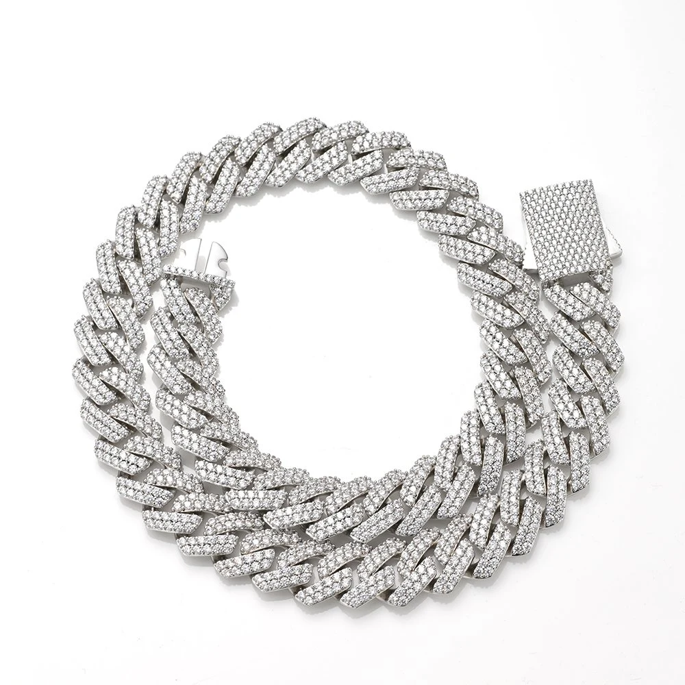 Para hombre Iced Out Pulsera de lujo con eslabones de la cadena CZ Cuban Hop cadena de joyas de plata