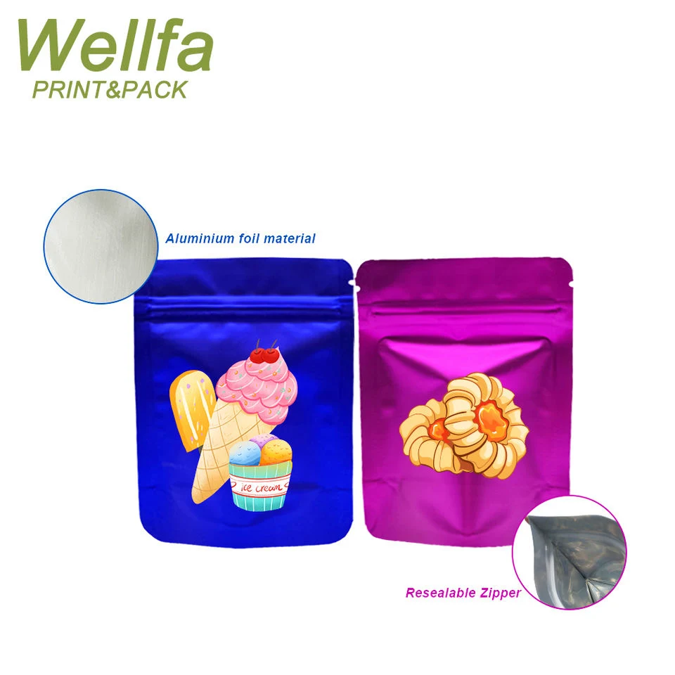 Printed 3.5g Cookie Smell Proof Bag Plastic Soft Touch Edibles Packaging Matte Doypack Mylar Bags