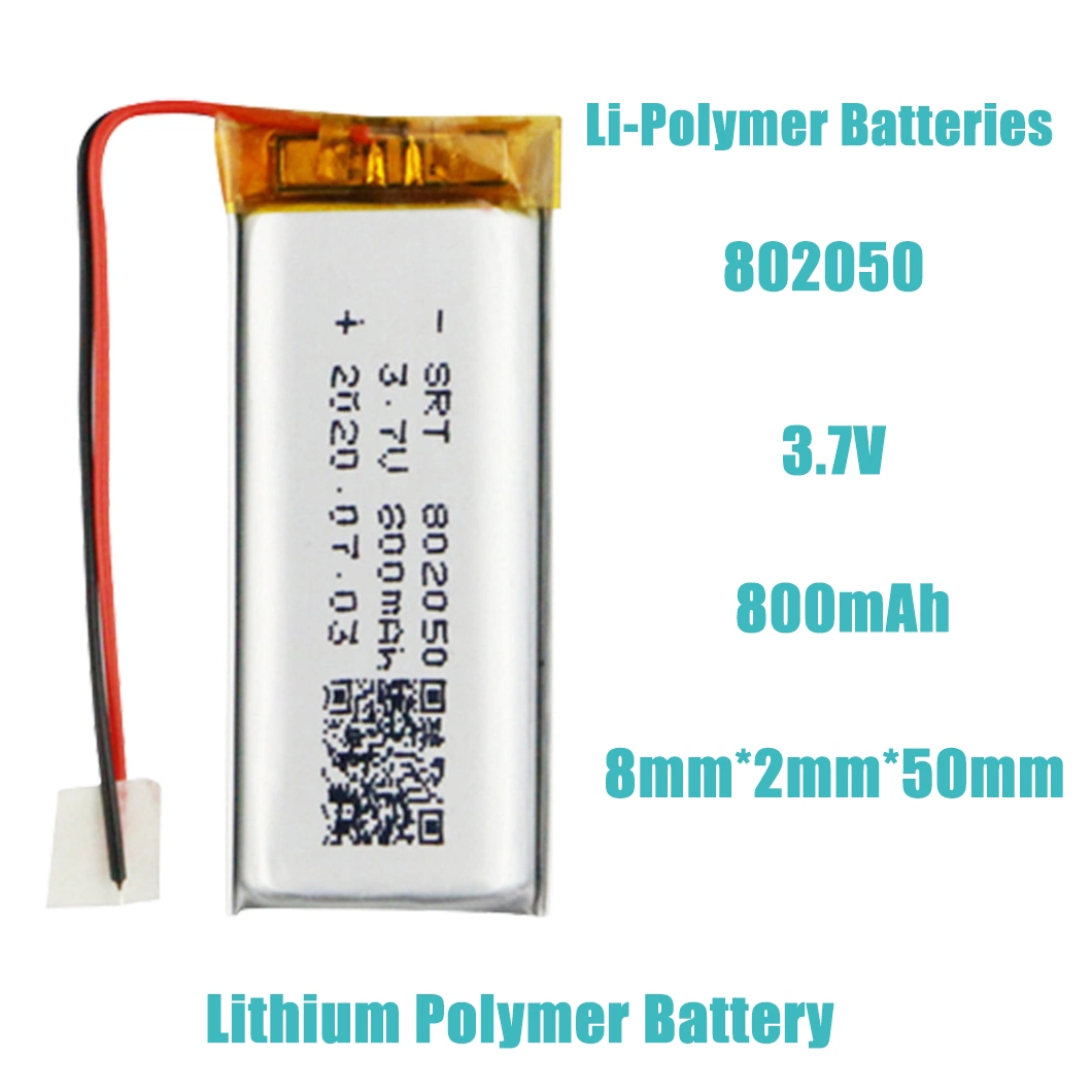 Fabricants de batterie lithium-polymère 802050-800mAh 3,7V pour jouets électroniques et produits numériques.