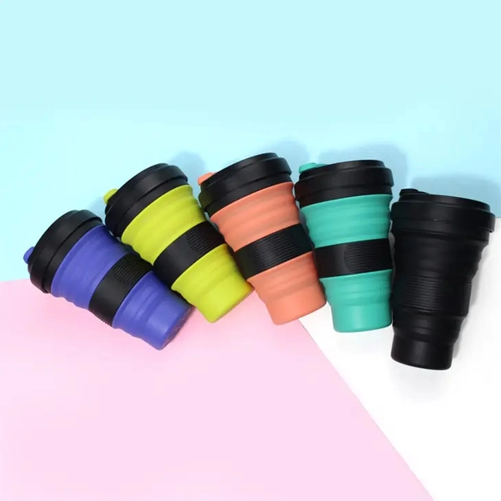 550ml Unique Products 2019 BPA Free Leak Proof Tea Travel Foldable Colapsible Water Silicone Logo Coffee Mug