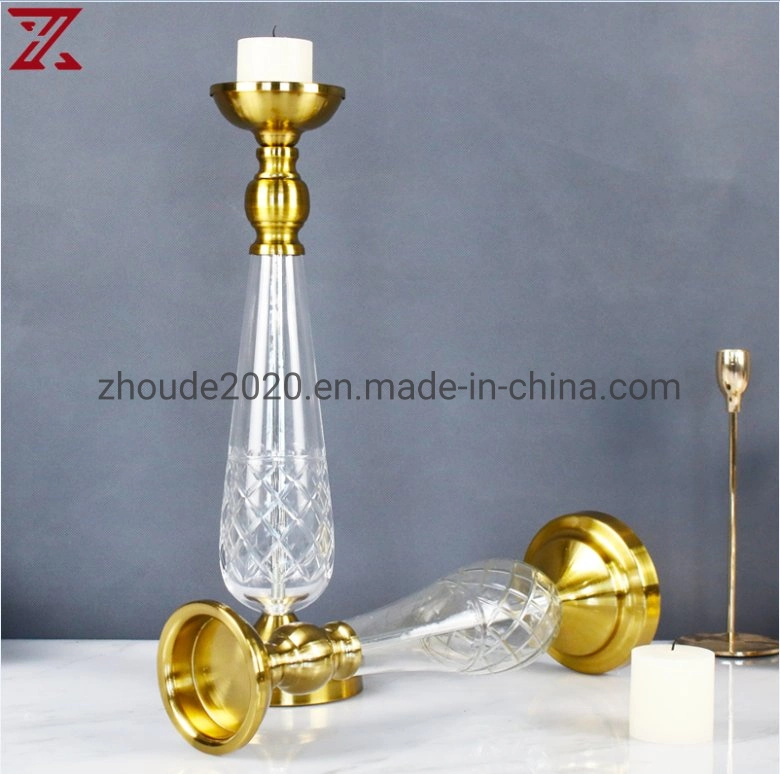 New Design Glass Candle Holder Set Transparent Metal Tealight Candlestick for Home Decorations