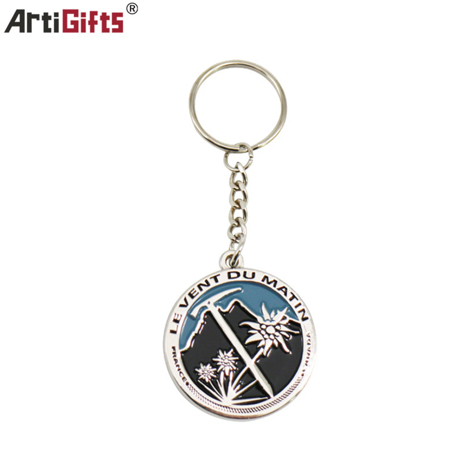 O design do Cliente de Impressão de promoção de metal do logotipo Keyring