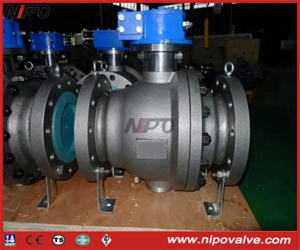 API 6D Cast Steel Flanged Trunnion Ball Valve with Gear