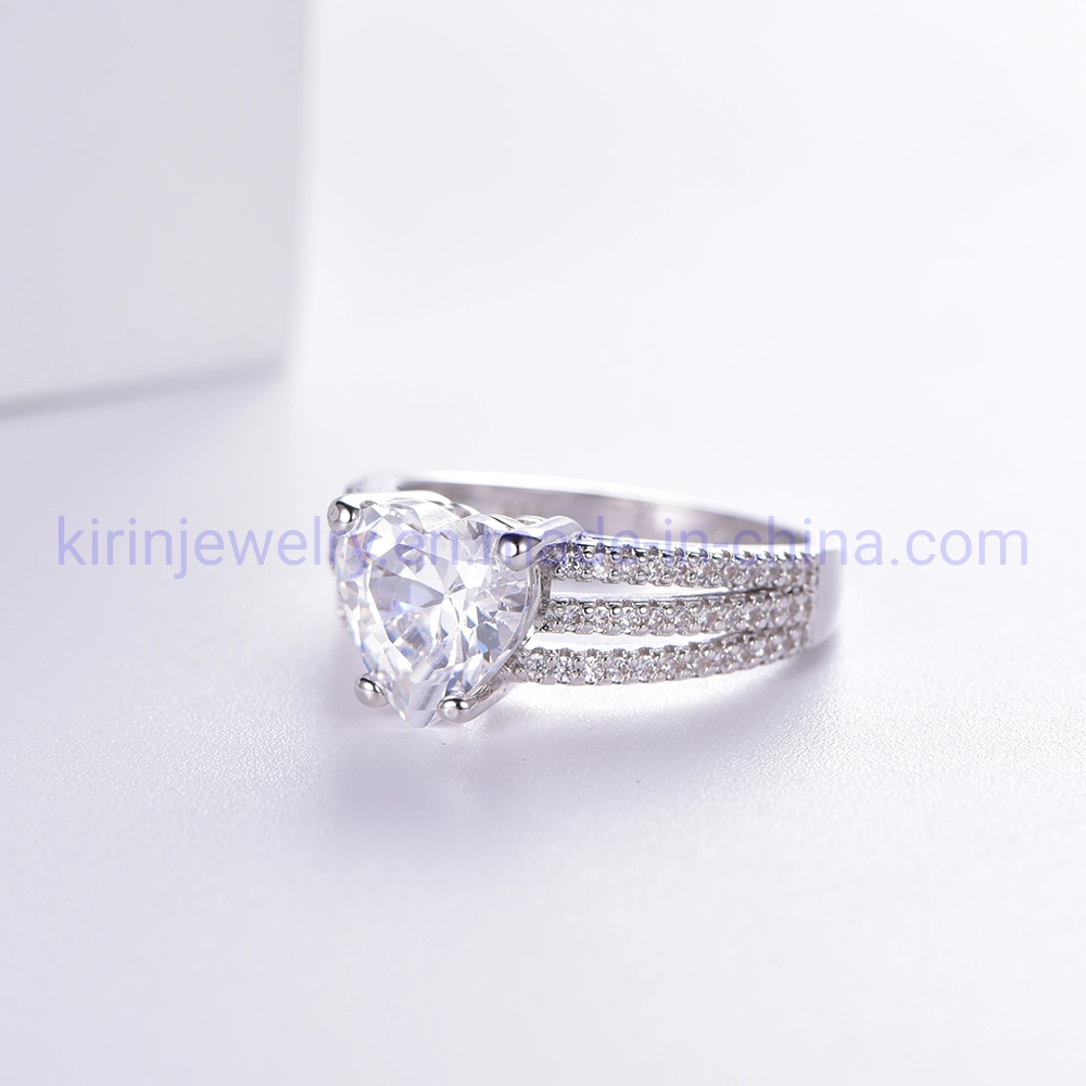 Heart CZ Moissanite Engagement Ring White Gold 14K White Gold Wedding Band 925 Silver Engagement Ring