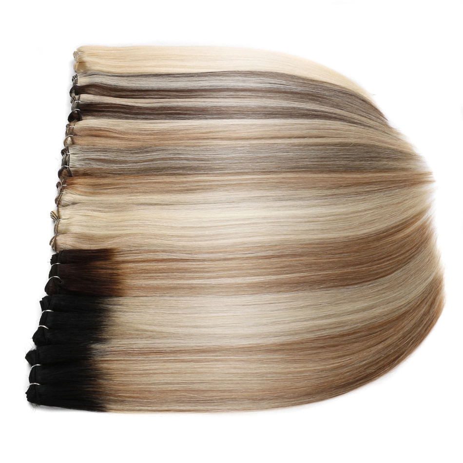 DIP gefärbte Farbe Brasilianische Haarverlängerungen hervorgehoben / Honig Blonde, Remy menschliches Haar gerade Balayage Haar Weft