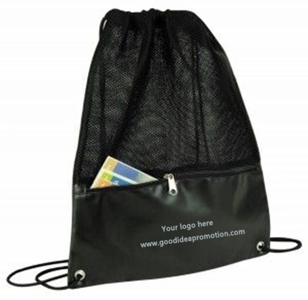Drawstrings Bag with Zipper Pocket, Promotional Strings Bag, Drawstrings Backpack Bag