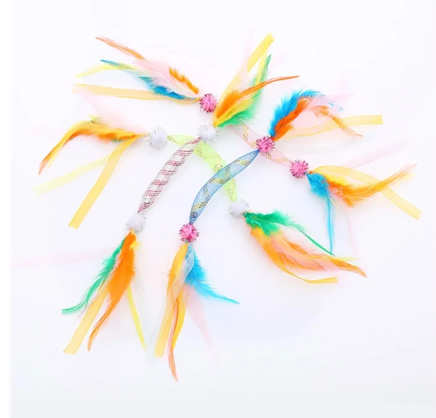 Factory Direct Sales Multi Color Long Tube Interactive Cat Feather Toy