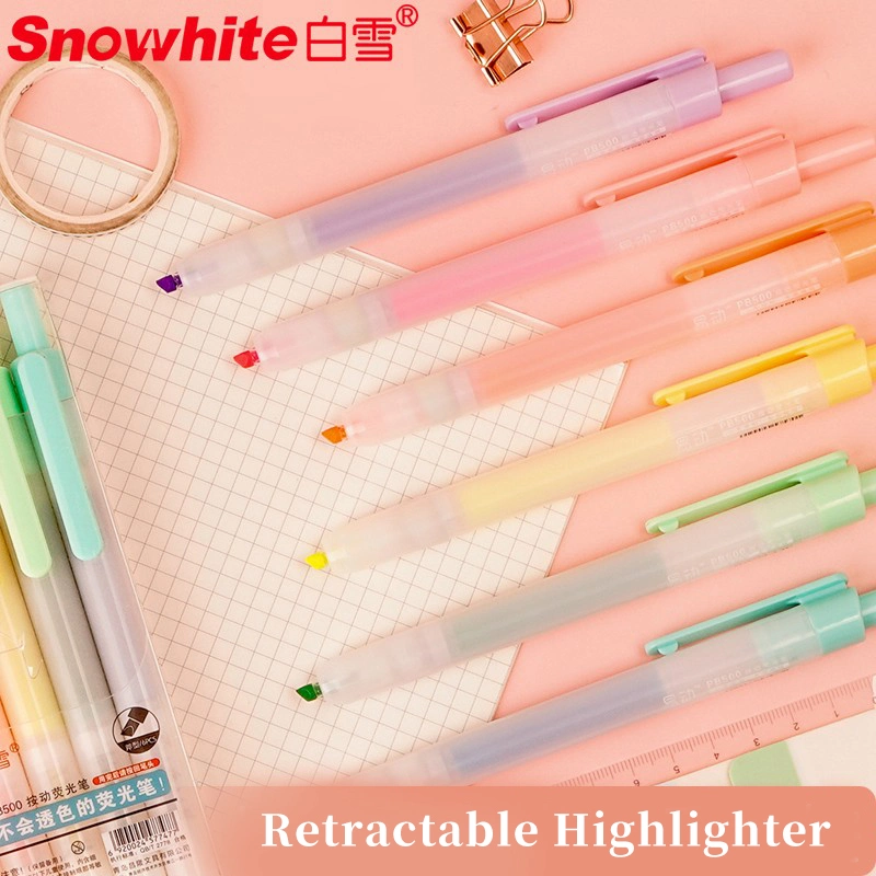 School Supply Retractable Highlighter Vivid Color Quick Dry Ink Chiesel Nib Assorted Color, Orange