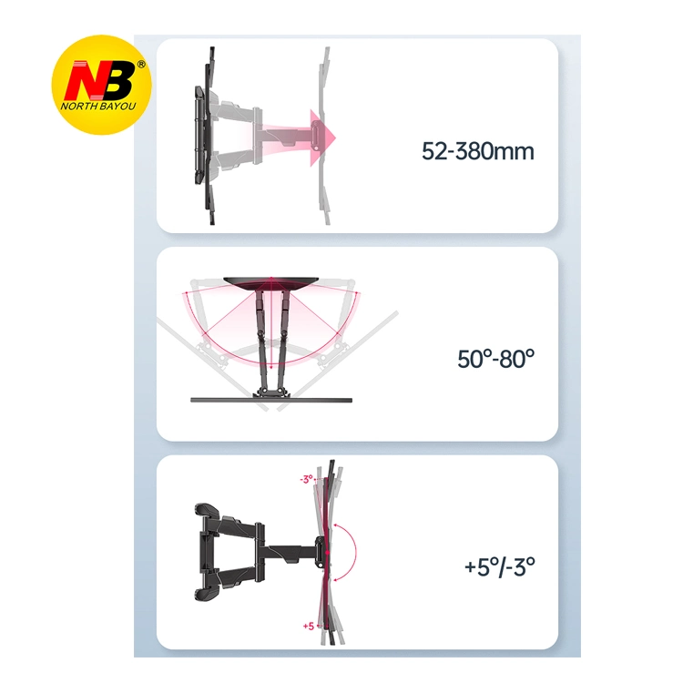 A Taiwán nueva Nb 757-L400 fuerte brazo 32-70 6" LCD TV soporte de montaje en pared con los brazos de giro de 100lbs Restractable articular el ángulo de inclinación de +3° /-5°.