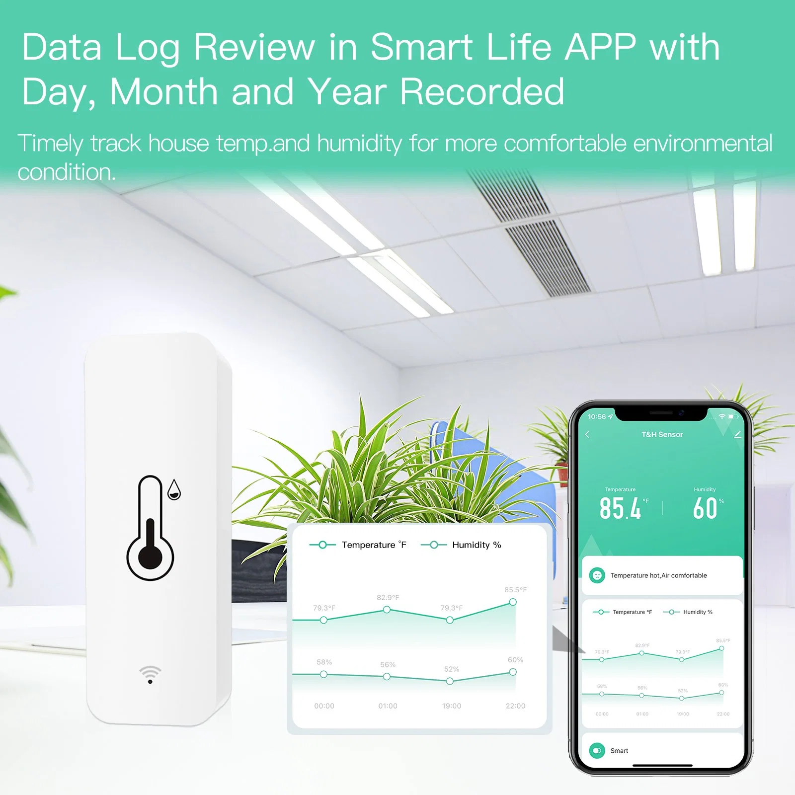 SLS WiFi Tuya Smart Home Temperatur- und Feuchtigkeitssensor Mini Form