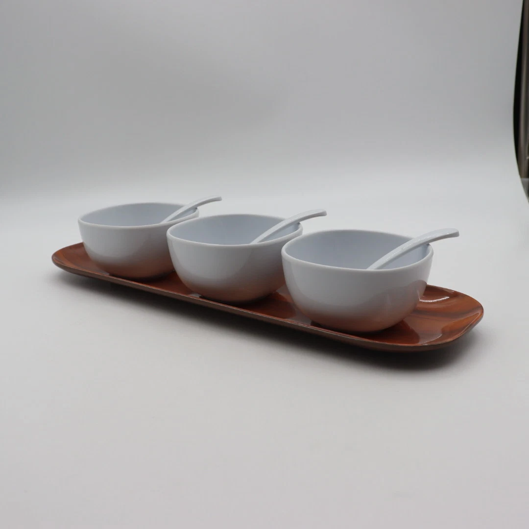 Customized Shape Melamine Bowl Set with Tray