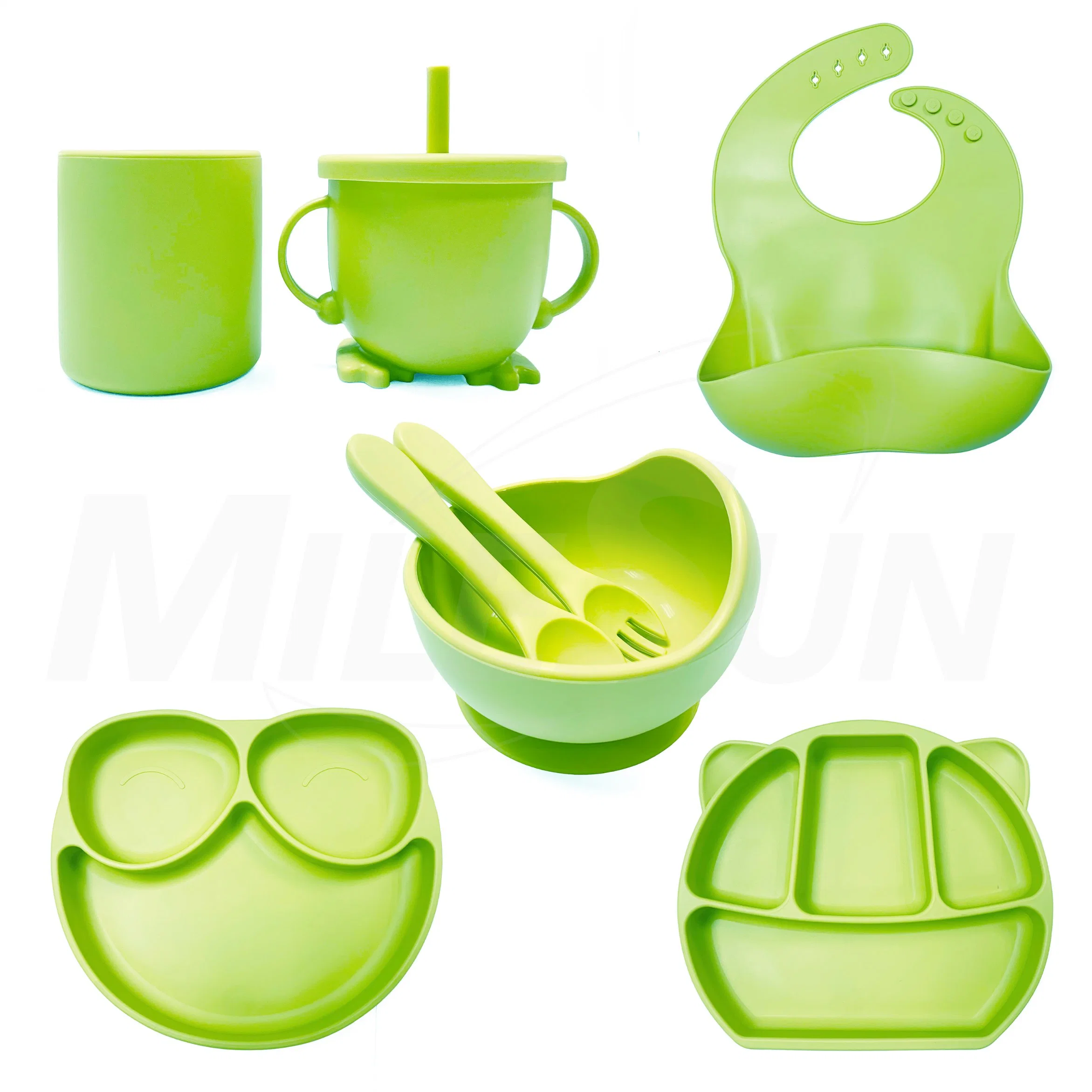 Milesun&prime; S Complete Baby Feeding Set with Baby Plate, Baby Spoons, Silicone Bib and Snack Cup - Infant Eating Utensils and Baby Bowl with Suction