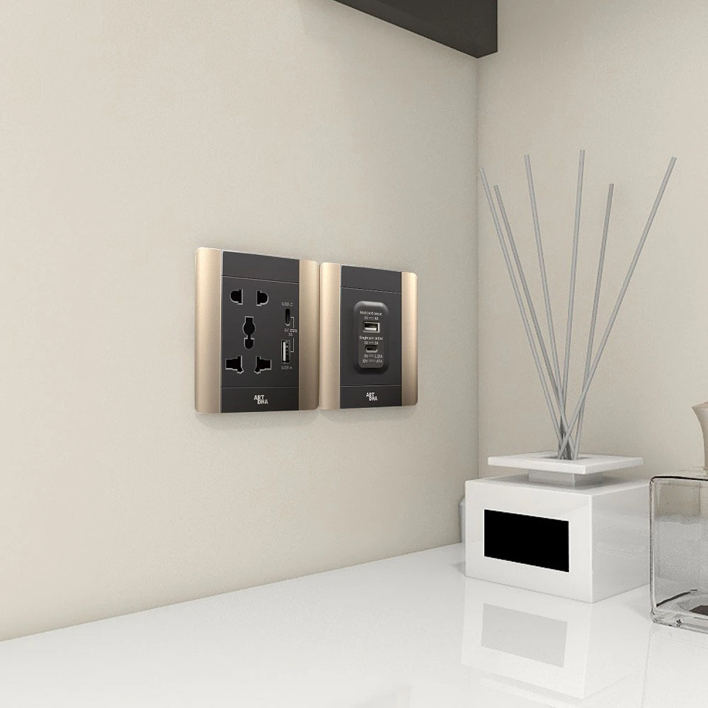 Artdna UK Combine Socket Universal Wall Outlet with Double USB Charger for Hotel Home