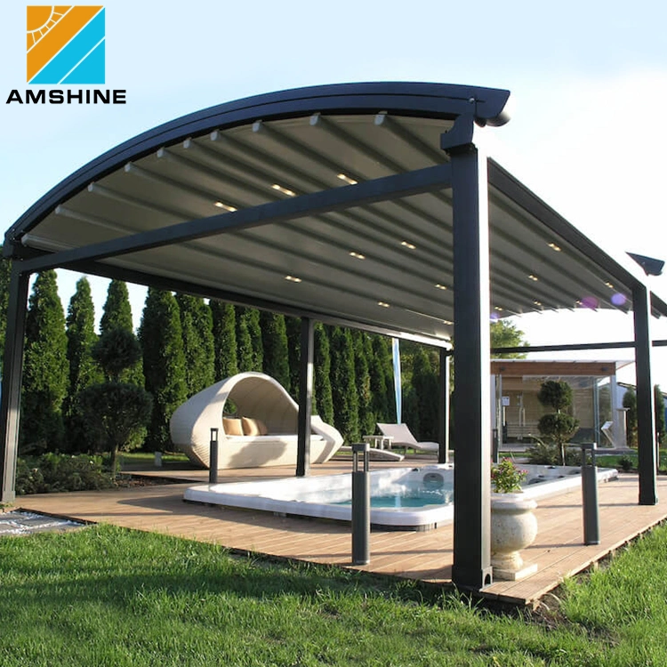 Customized Size Waterproof Canopy Terrace Roof Sunshade Pergola Retractable Sliding and Folding Electric Sun Room Motorized Awning for Outdoor or Carport