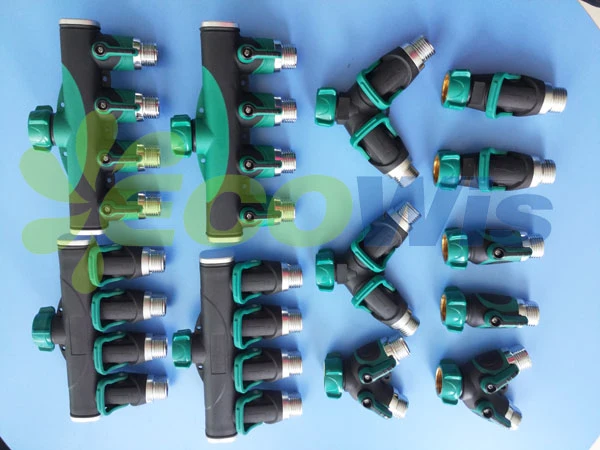 4-Way Manifold Garden Water Hose Swivel Valve Hose Connector Hose Splitter Water Hose Valve (HT1276G)