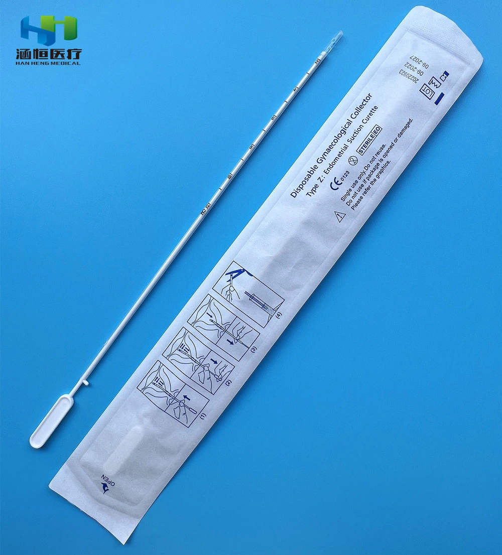 Curette endométriale Dispositif médical de biopsie de curette d'aspiration en PP de qualité médicale Canule Pipelle Collecteur gynécologique en PP Échantillonneur endométrial cervical CE