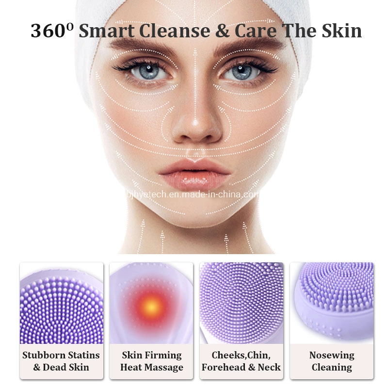 Home Facial Gadgets Silicone Brush EMS Microcurrent Mini Vibrating Facial Massager Waterproof Ipx7 Skin Care Cleaning Heat Massager