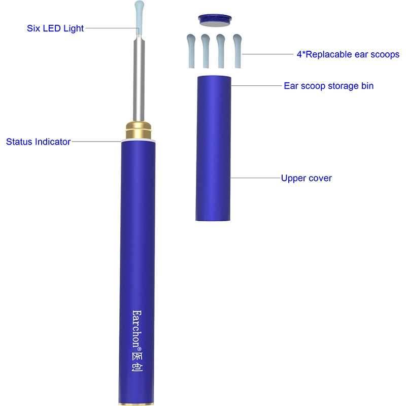 Nuevo bebé Ear Wax herramienta de eliminación linterna tapón de auricular Limpieza de la rasqueta de oreja Pala de oído visual con lupa