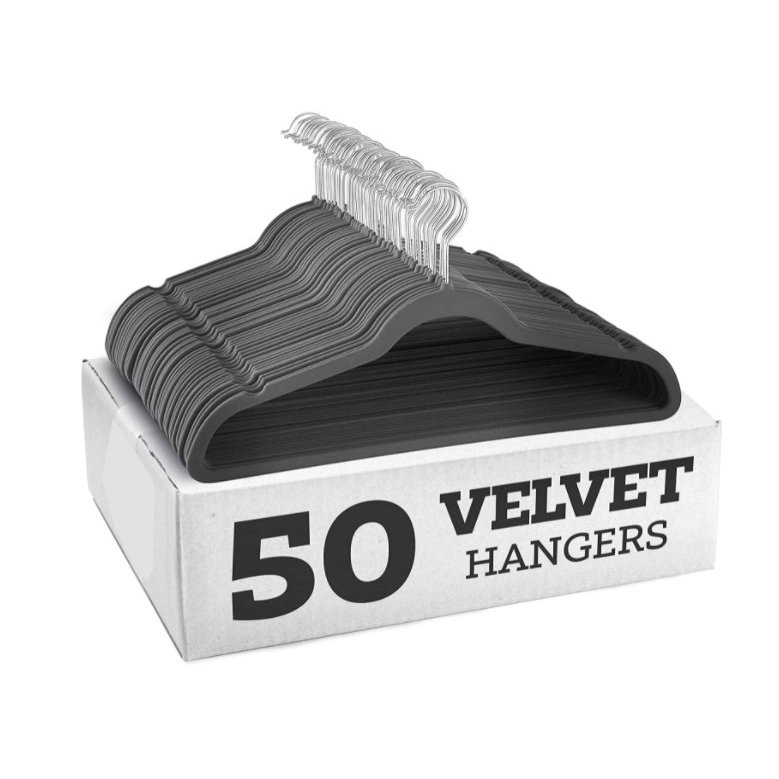 Non Slip Flocking Plastic Velvet Cloth Hanger Brand Velvet Hanger 50 Pack