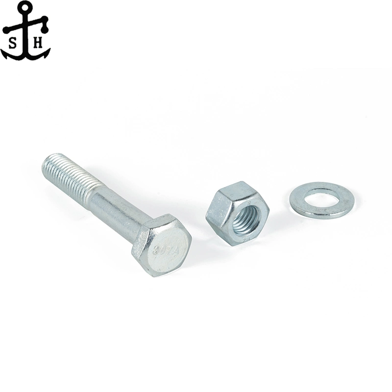 Factory Customized ASME/ANSI B18.5 307A 307b Unc Unf Zinc Plated Hexagon Bolt and Nuts and Washers Made in China