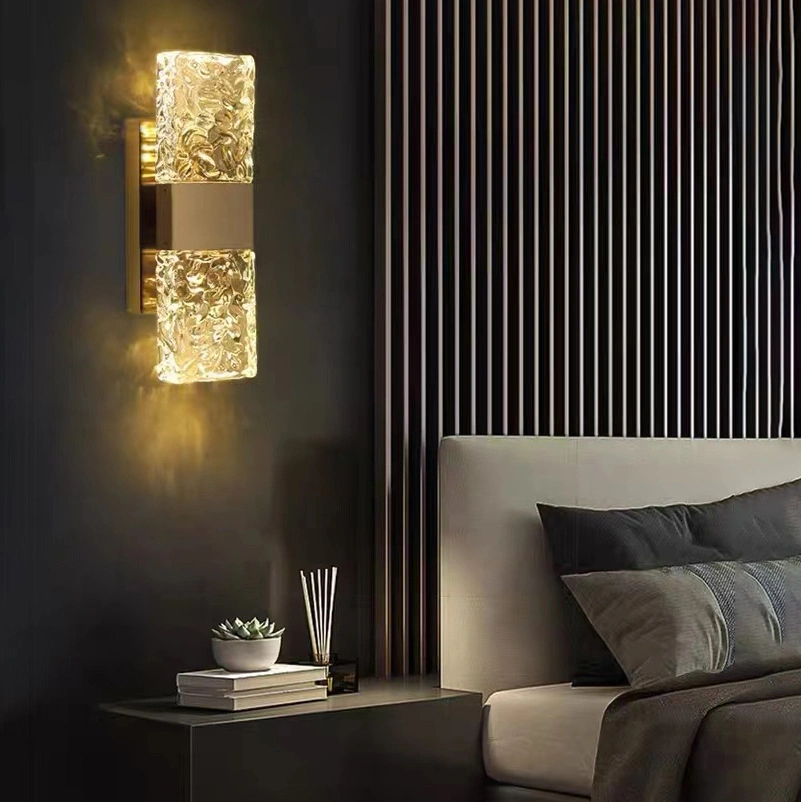 Nordic Modern simple Crystal Light Luxury Hotel Bedroom LED Bed Wall Lamp.