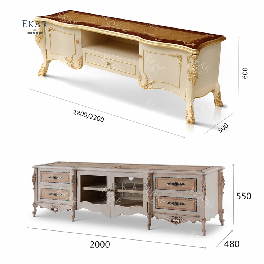 French Classic Style TV Furniture Stand Wooden Luxury European Furniture Antique Furniture TV Stand