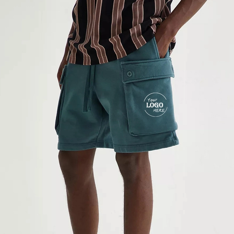 Multi Pocket Oversized Casual Streetwear Fleece Heavy Weight Cargo Shorts for Men