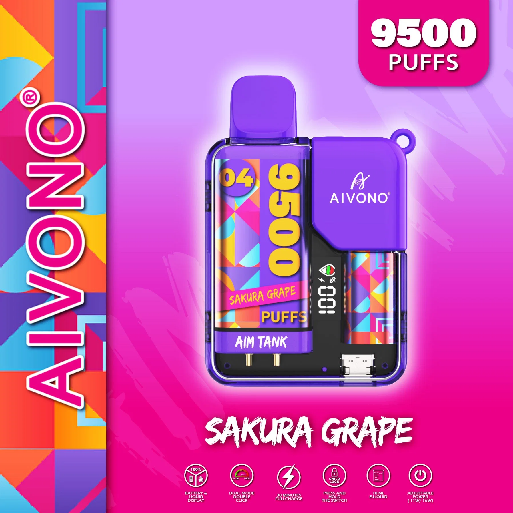 Aivono Aim Tank 9500puffs 15 Flavors Large Mouth Number with Display OEM&ODM One-Time Wholesale Vape